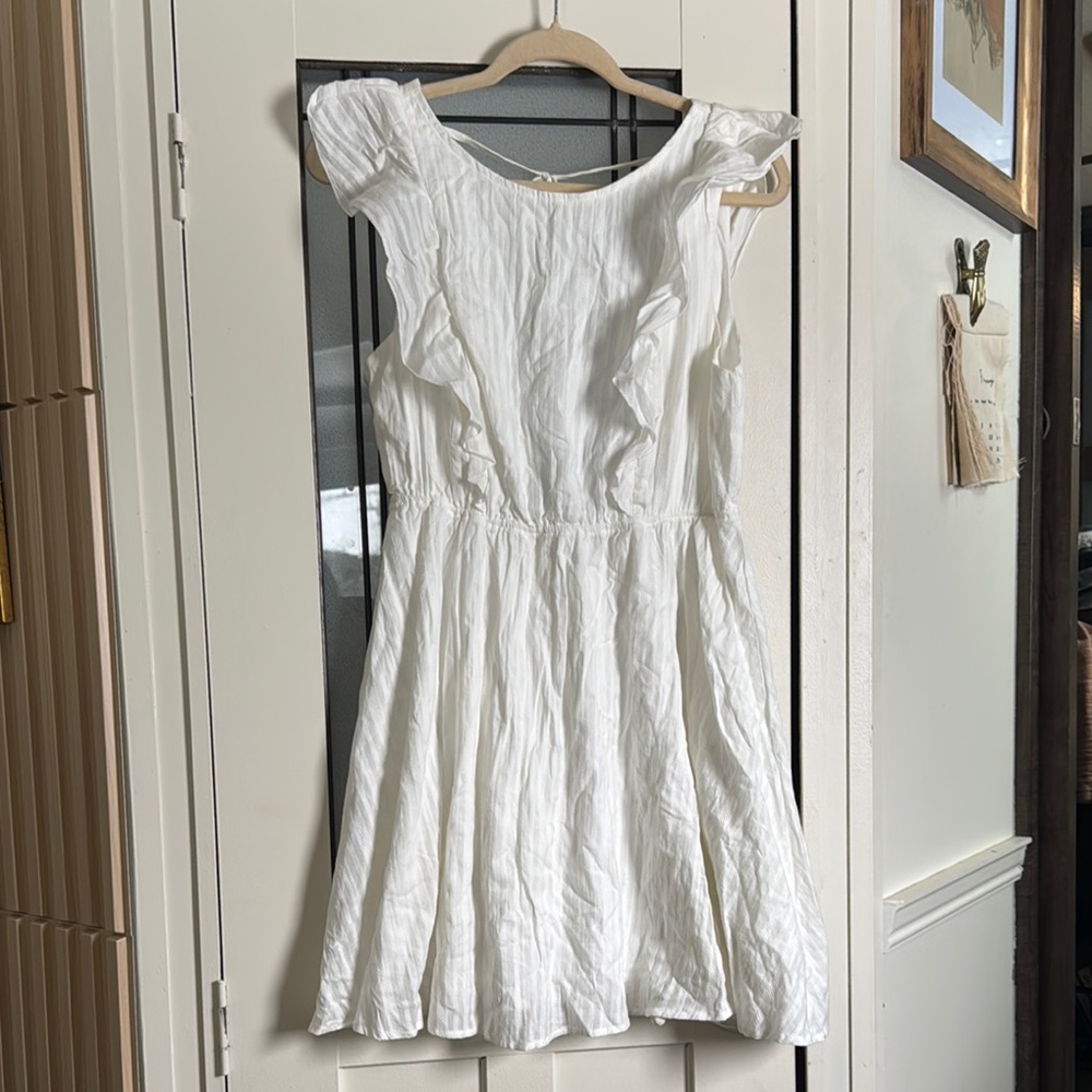 White Backless Ruffled Dress - 100% Cotton